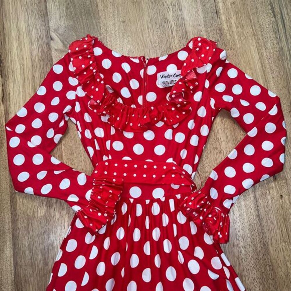 Vintage Victor costa small hostess party dress red 70s Valentines saks 5th - Picture 7 of 16